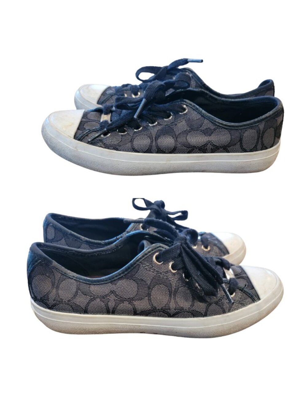 Coach Navy Signature Canvas Low Top Sneakers